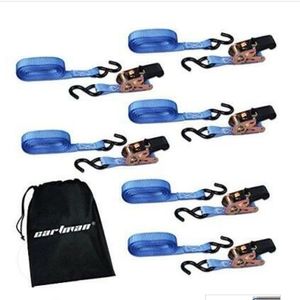 CARTMAN Ratchet Tie Down And Drawstring Bag 6 Straps Total